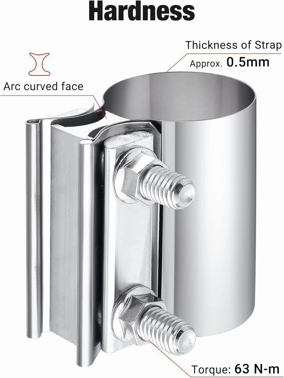 EVIL ENERGY Exhaust Clamp Butt Joint Band Clamp Sleeve Coupler Stainless Steel （1.75-5.0 Inch ）