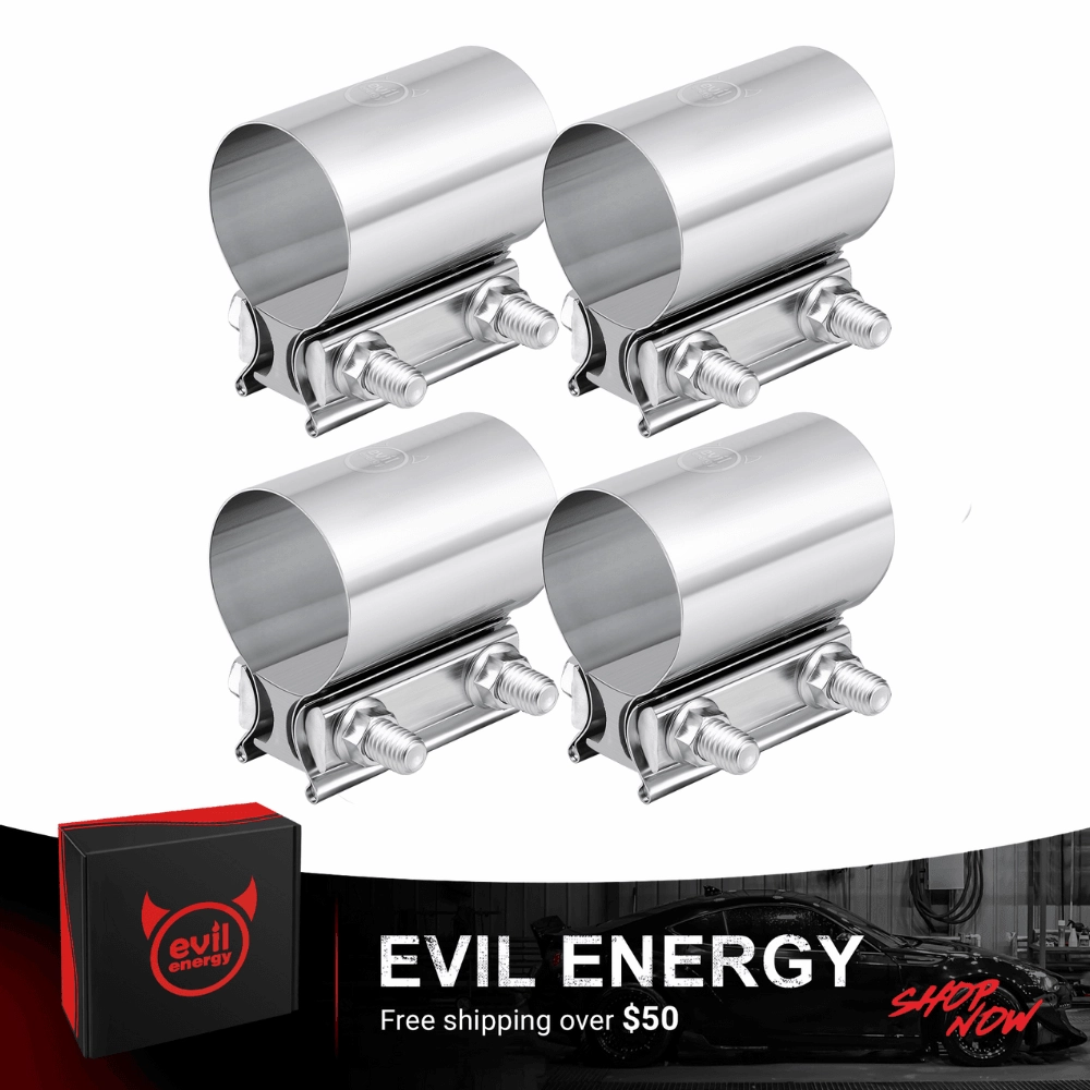 EVIL ENERGY Exhaust Clamp Butt Joint Band Clamp Sleeve Coupler Stainless Steel （1.75-5.0 Inch ）
