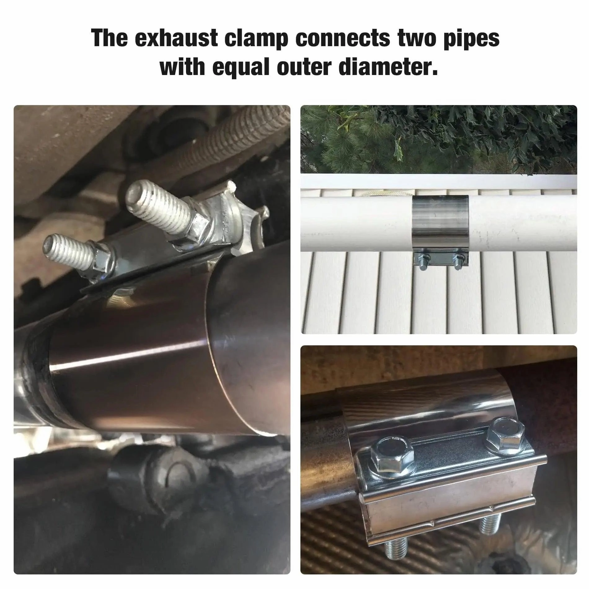 EVIL ENERGY Exhaust Clamp Butt Joint Band Clamp Sleeve Coupler Stainless Steel （1.75-5.0 Inch ）