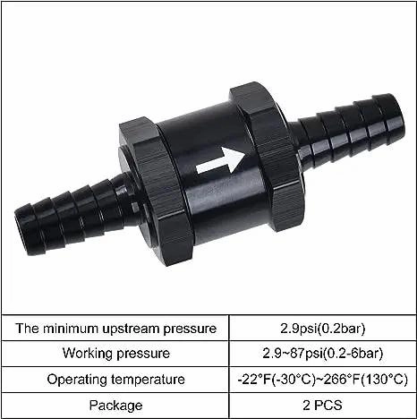 EVIL ENERGY Fuel Check Valve One Way Inline Non Return Diesel Gasoline Black 2PCS