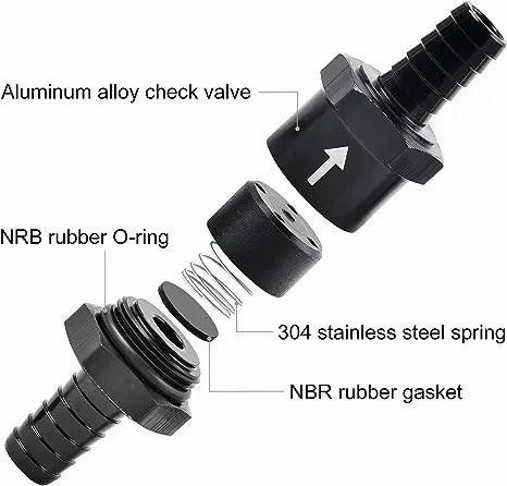 EVIL ENERGY Fuel Check Valve One Way Inline Non Return Diesel Gasoline Black 2PCS