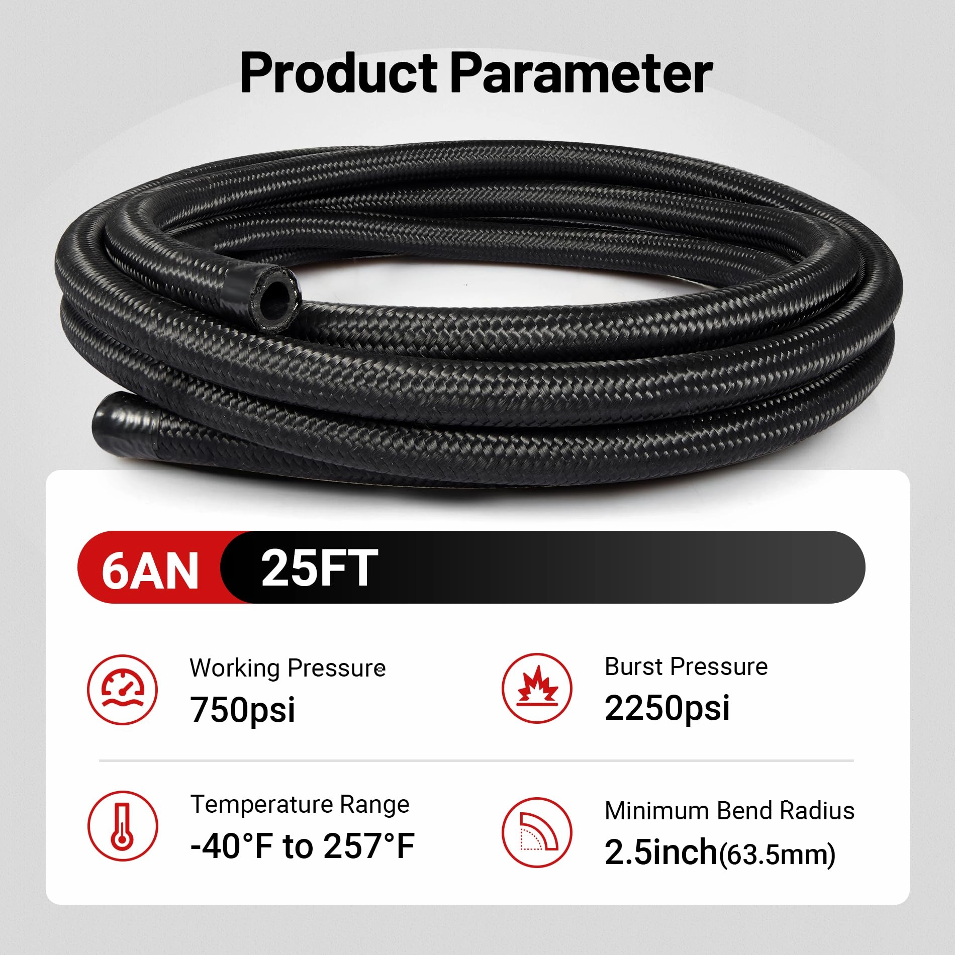 EVIL ENERGY Fuel Filter Regulator 58PSI Inline Fuel Pump with 6AN CPE 25FT Fuel Hose Kit