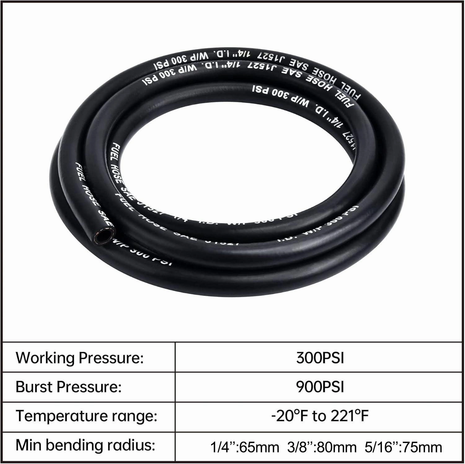 EVIL ENERGY Fuel Line Marine Rubber Hose Type A1-15 SAE J1527 10FT（3/8 1/4 5/16 Inch ）