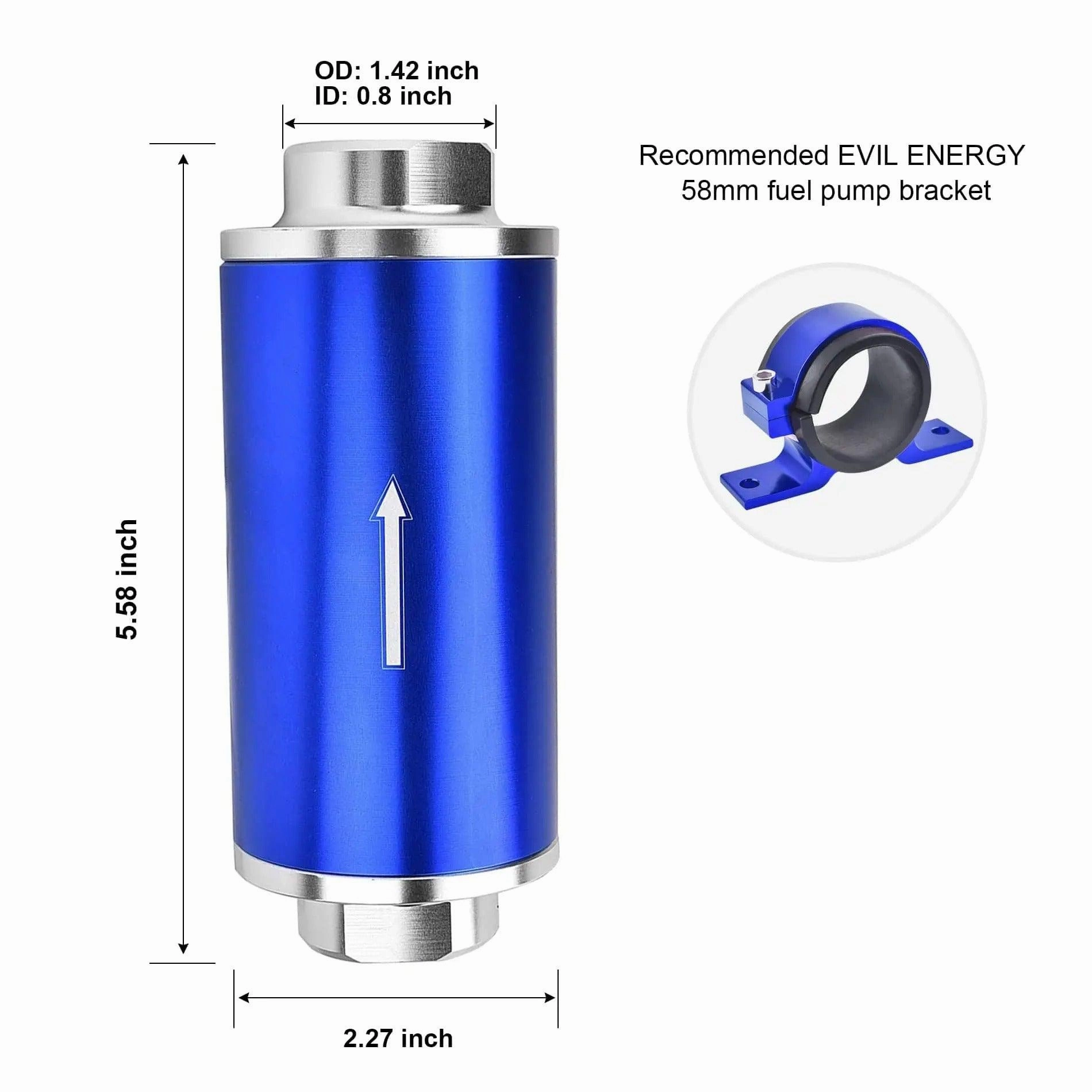 EVIL ENERGY Inline Fuel Filter with 6AN 8AN 10AN Adapter and Bracket Universal 10/30/40/100 Micron