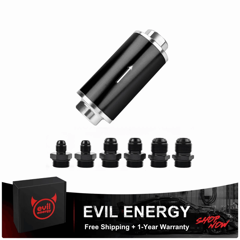 EVIL ENERGY Inline Fuel Filter with 6AN 8AN 10AN Adapter and Bracket Universal 10/30/40/100 Micron