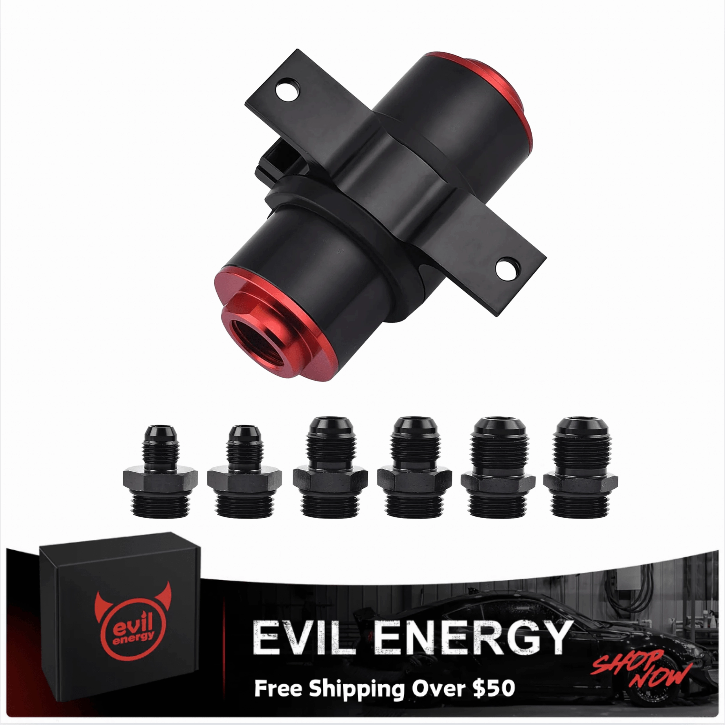 EVIL ENERGY Inline Fuel Filter with 6AN 8AN 10AN Adapter and Bracket Universal 10/30/40/100 Micron