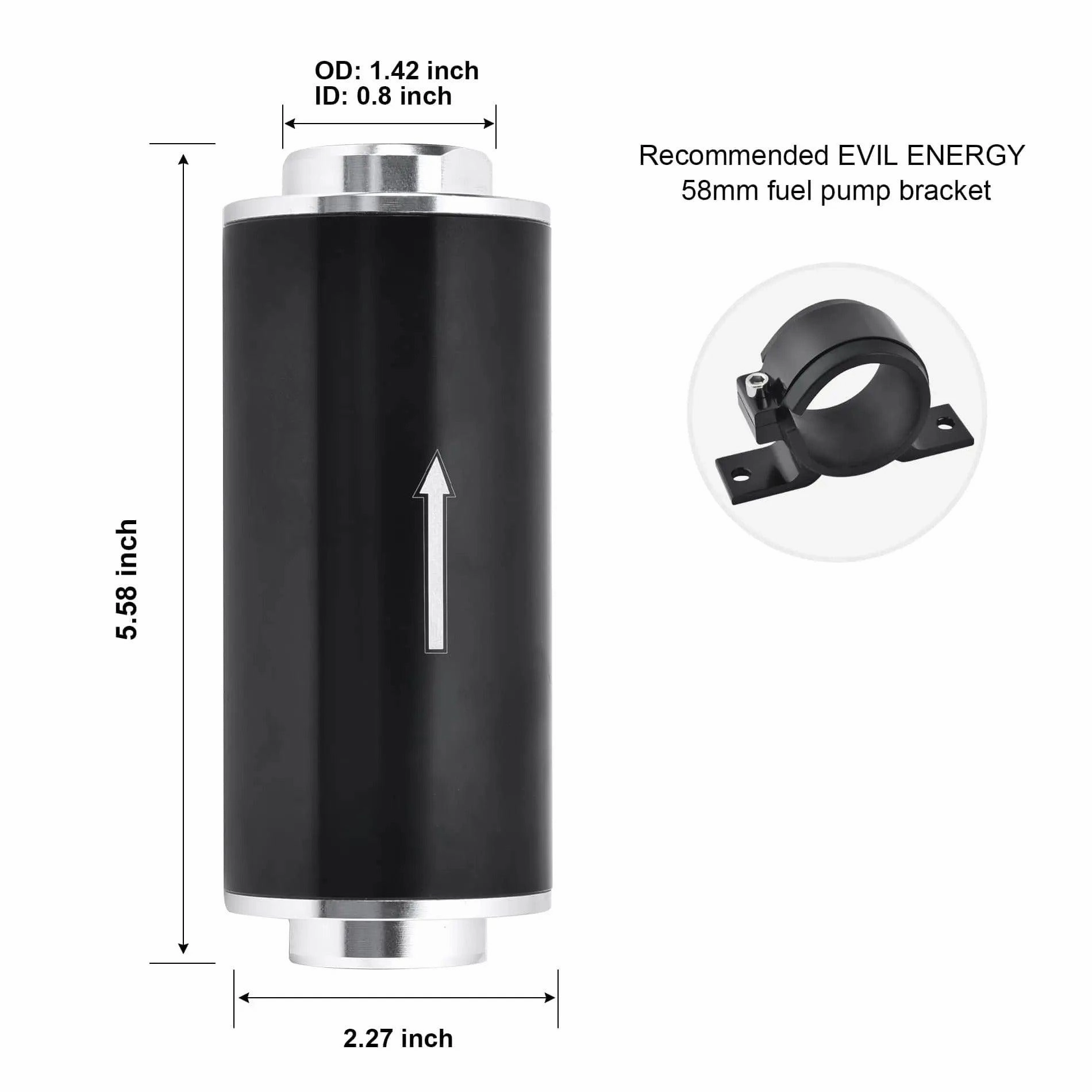 EVIL ENERGY Inline Fuel Filter with 6AN 8AN 10AN Adapter and Bracket Universal 10/30/40/100 Micron