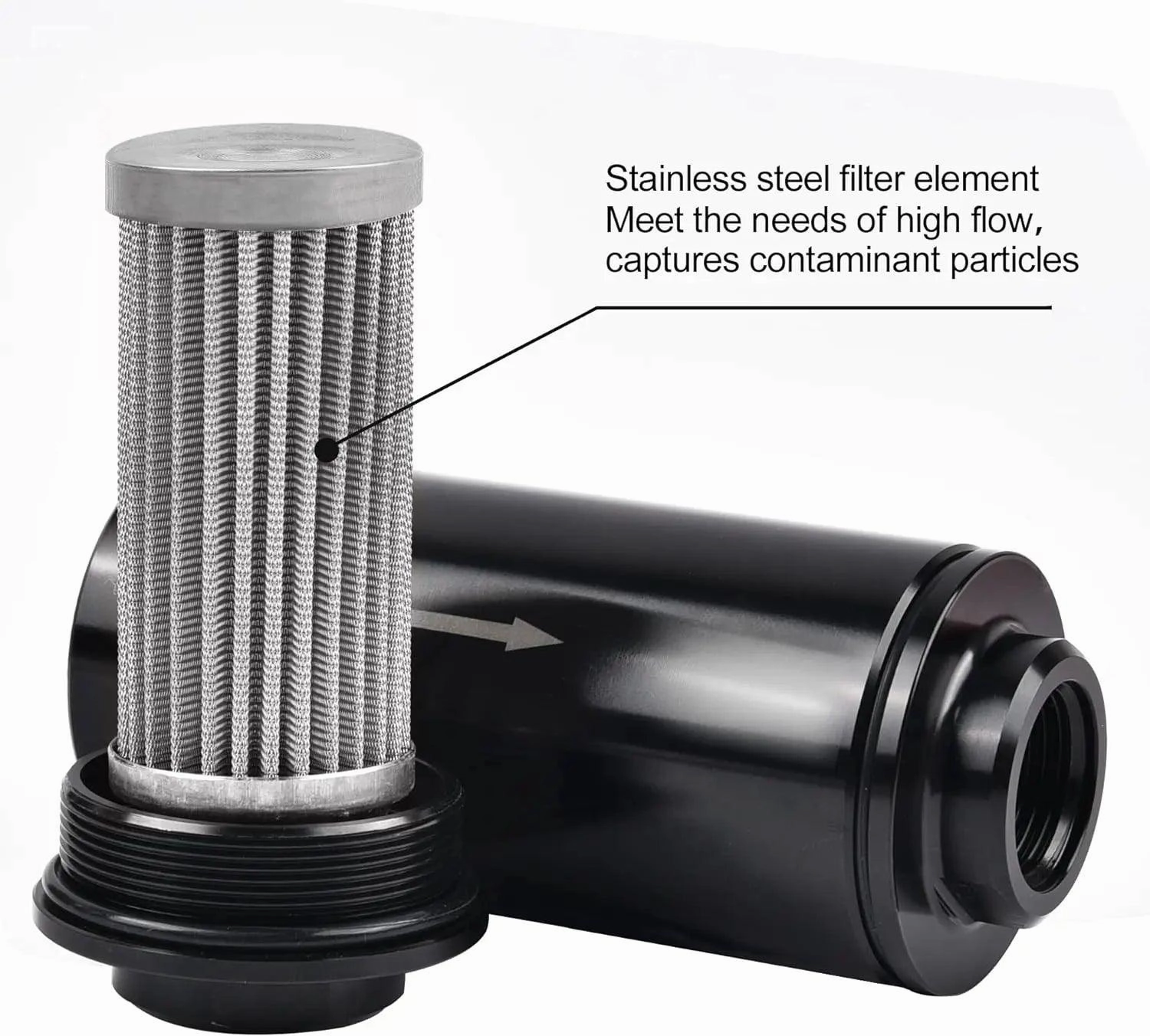 EVIL ENERGY Inline Fuel Filter with 6AN 8AN 10AN Adapter and Bracket Universal 10/30/40/100 Micron