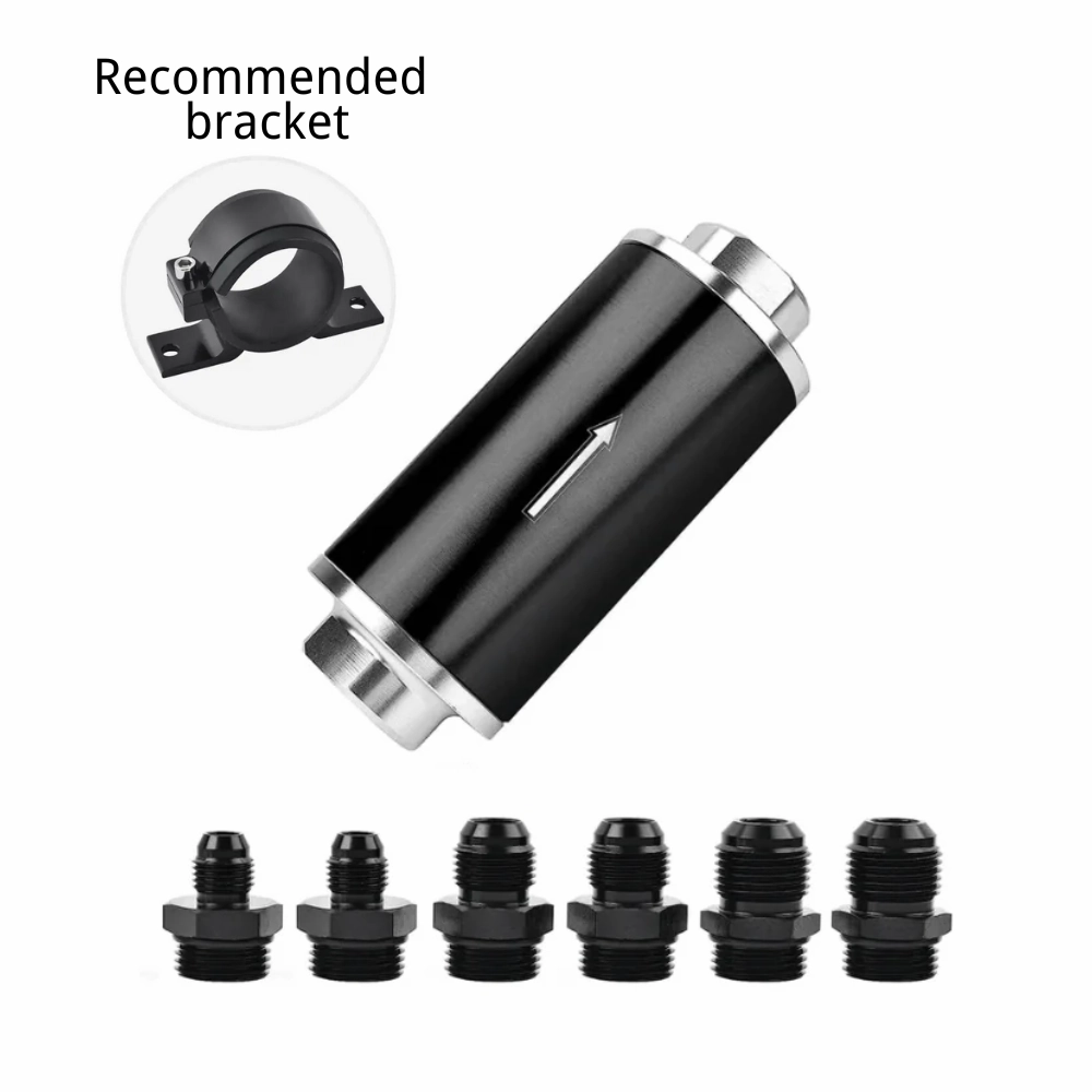 EVIL ENERGY Inline Fuel Filter with 6AN 8AN 10AN Adapter and Bracket Universal 10/30/40/100 Micron