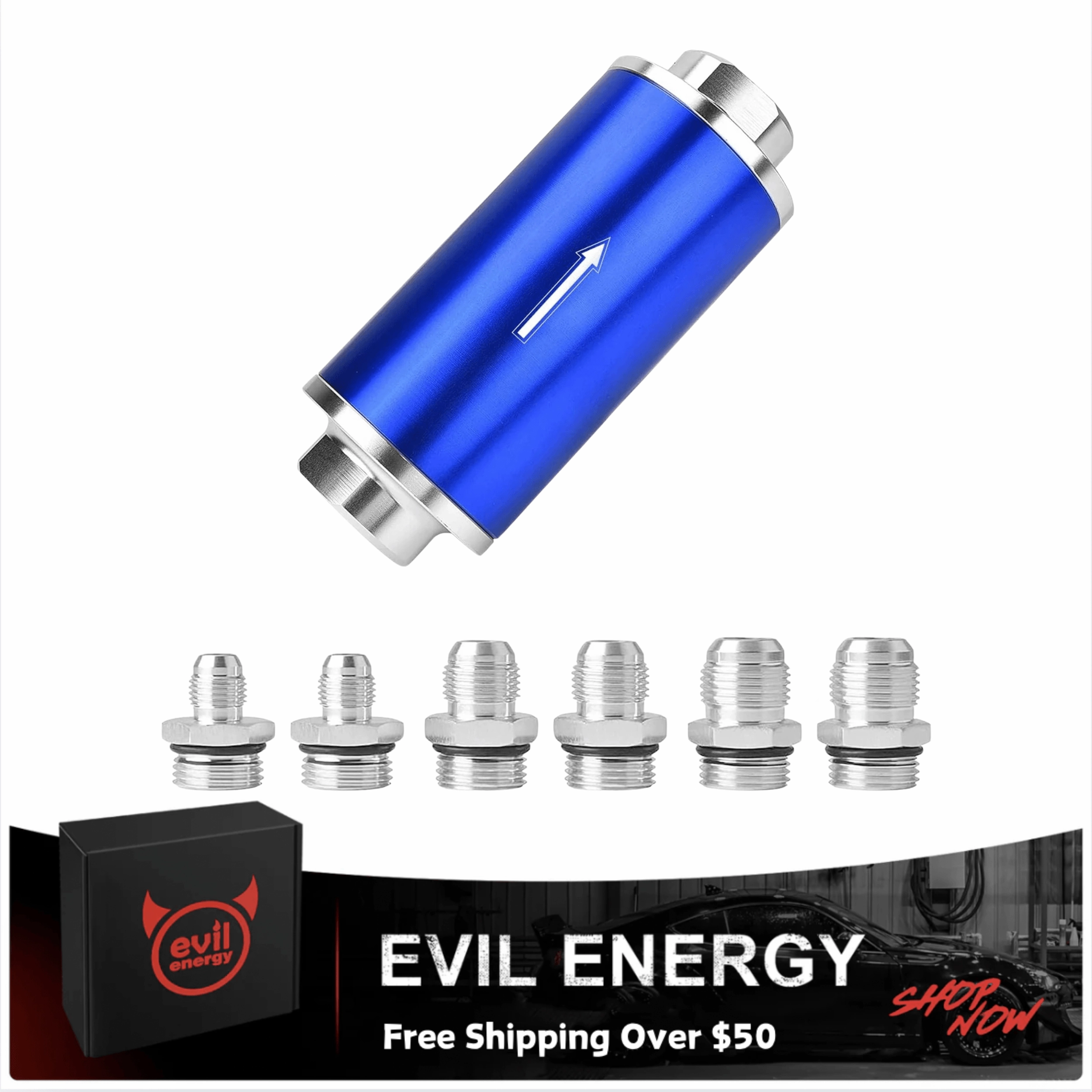 EVIL ENERGY Inline Fuel Filter with 6AN 8AN 10AN Adapter and Bracket Universal 10/30/40/100 Micron