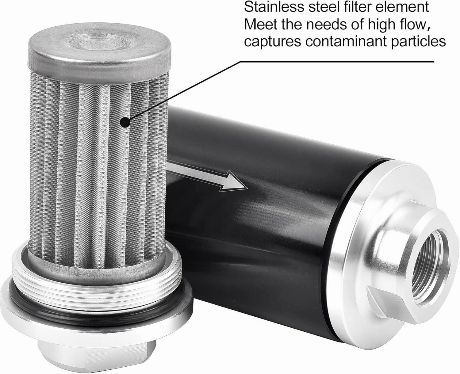 EVIL ENERGY Inline Fuel Filter with 6AN 8AN 10AN Adapter and Bracket Universal 10/30/40/100 Micron