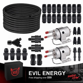 EVIL ENERGY LS Swap Fuel Line &Fuel Filter Kit|6AN - 20FT CPE/PTFE Hose, 58 PSI LS Fuel Filter, High-Pressure Rated