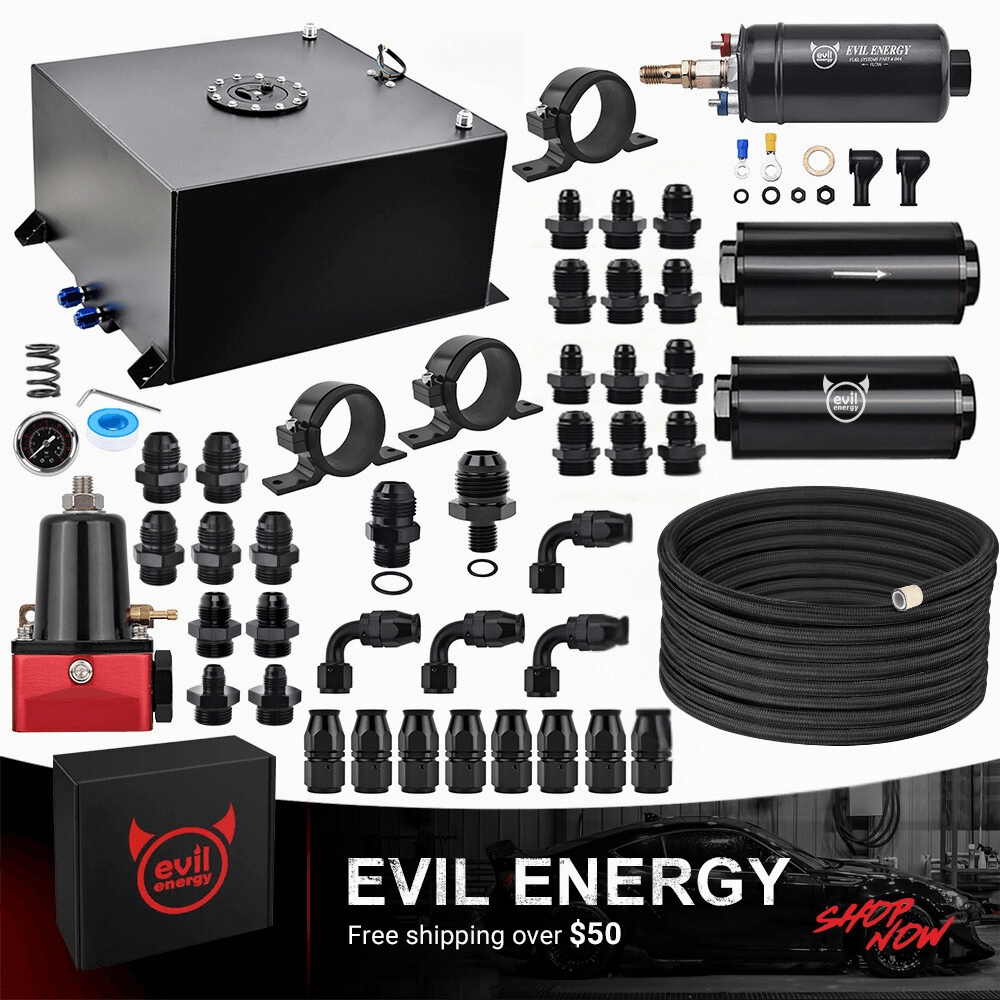 EVIL ENERGY Master Kit-Fuel Cell Tank Kit with Inline Fuel Pump,  PTFE Fuel Line, Fuel Filter, Pressure Regulator - Complete High-Performance Fuel Upgrade