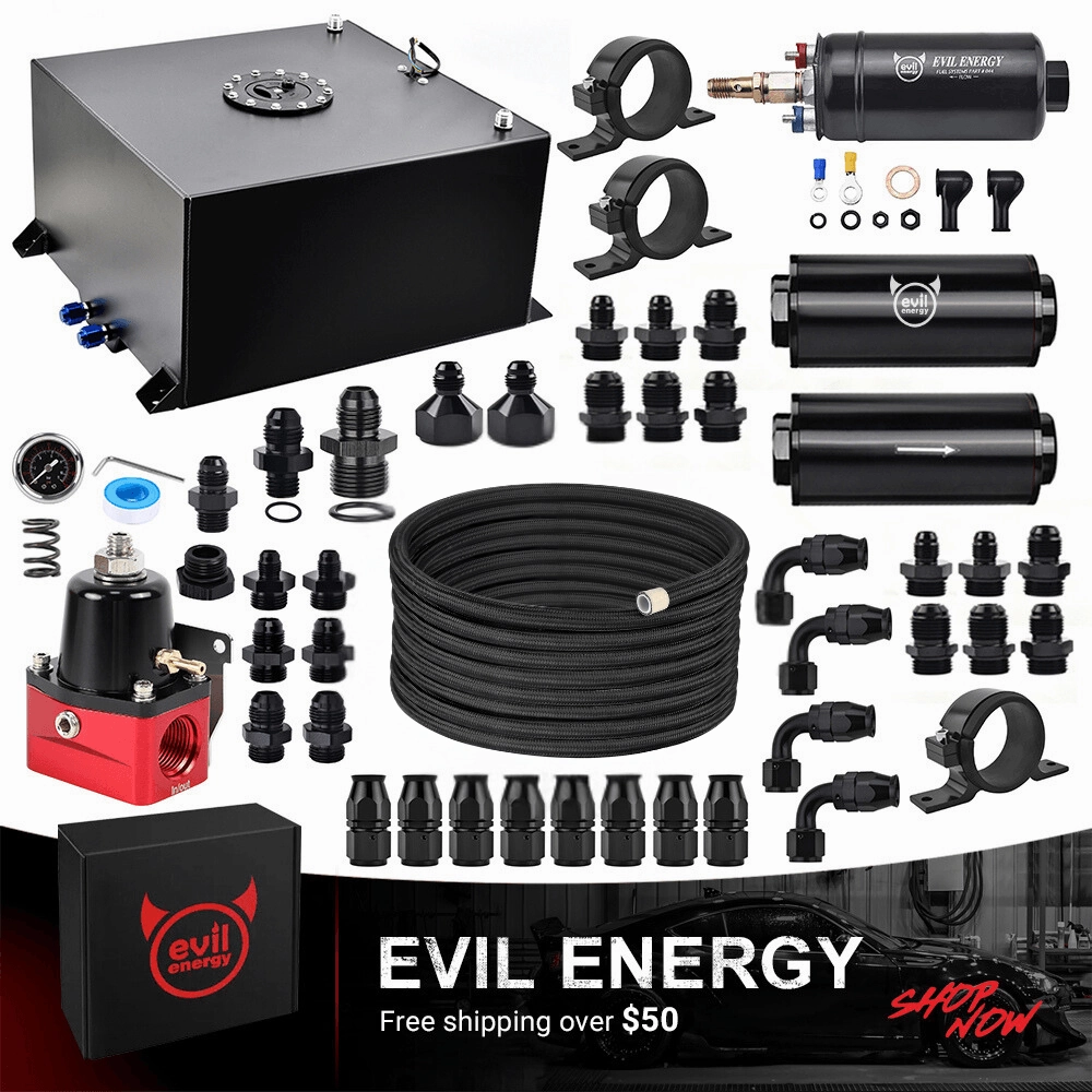 EVIL ENERGY Master Kit-Fuel Cell Tank Kit with Inline Fuel Pump,  PTFE Fuel Line, Fuel Filter, Pressure Regulator - Complete High-Performance Fuel Upgrade