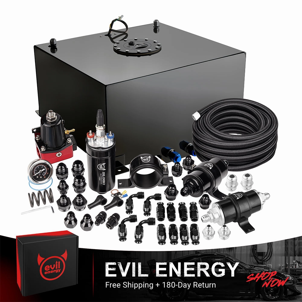 EVIL ENERGY Master Kit-Fuel Cell Tank Kit with Inline Fuel Pump,  PTFE Fuel Line, Fuel Filter, Pressure Regulator - Complete High-Performance Fuel Upgrade