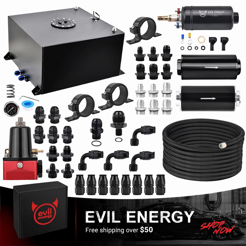 EVIL ENERGY Master Kit-Fuel Cell Tank Kit with Inline Fuel Pump,  PTFE Fuel Line, Fuel Filter, Pressure Regulator - Complete High-Performance Fuel Upgrade