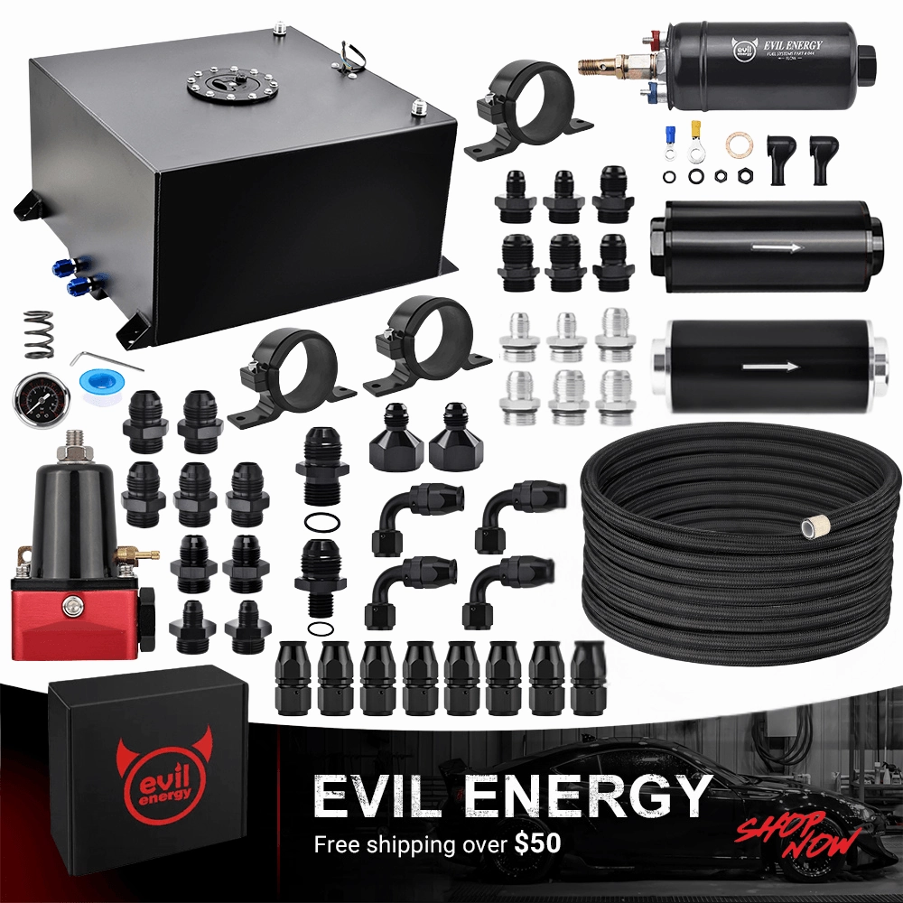 EVIL ENERGY Master Kit-Fuel Cell Tank Kit with Inline Fuel Pump,  PTFE Fuel Line, Fuel Filter, Pressure Regulator - Complete High-Performance Fuel Upgrade