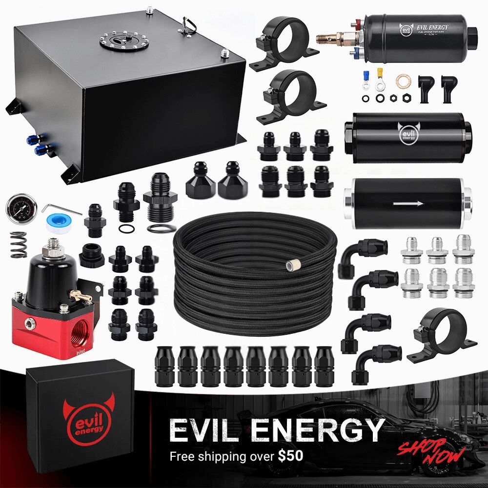 EVIL ENERGY Master Kit-Fuel Cell Tank Kit with Inline Fuel Pump,  PTFE Fuel Line, Fuel Filter, Pressure Regulator - Complete High-Performance Fuel Upgrade