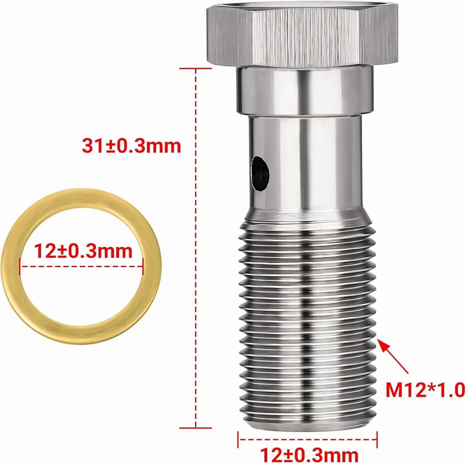 EVIL ENERGY Metric Stainless Steel Single Banjo Bolt Brake Fitting Adapter with Copper Washers