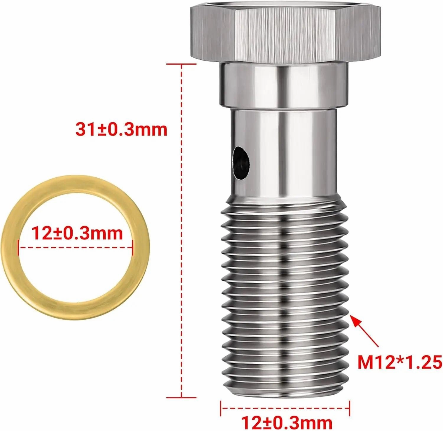 EVIL ENERGY Metric Stainless Steel Single Banjo Bolt Brake Fitting Adapter with Copper Washers