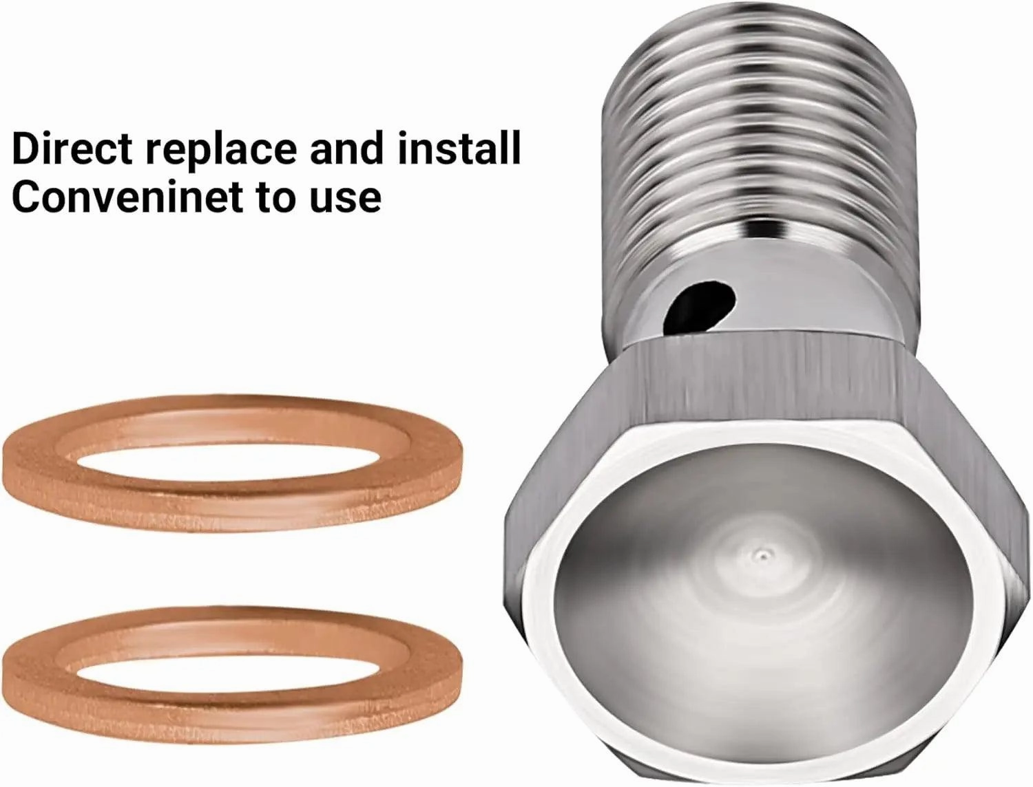 EVIL ENERGY Metric Stainless Steel Single Banjo Bolt Brake Fitting Adapter with Copper Washers