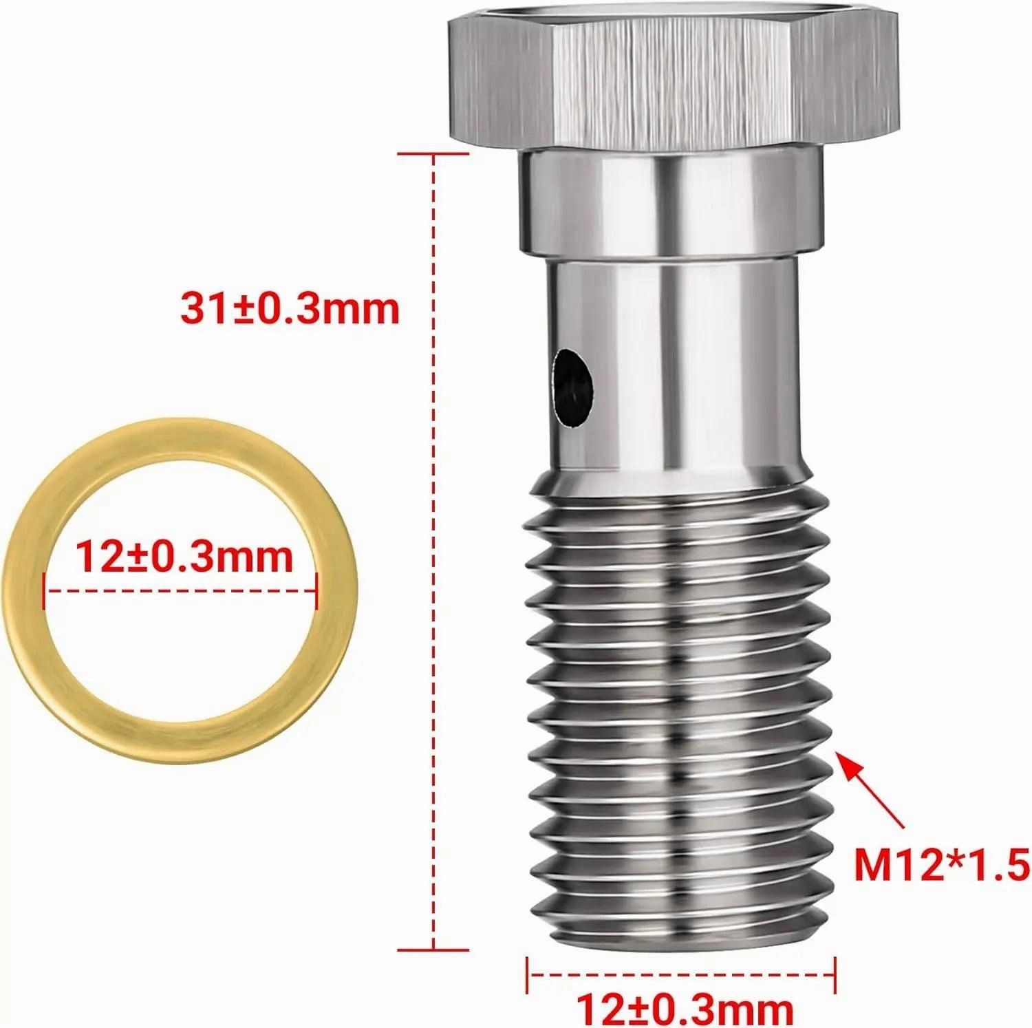 EVIL ENERGY Metric Stainless Steel Single Banjo Bolt Brake Fitting Adapter with Copper Washers