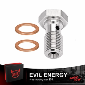 EVIL ENERGY Metric Stainless Steel Single Banjo Bolt Brake Fitting Adapter with Copper Washers