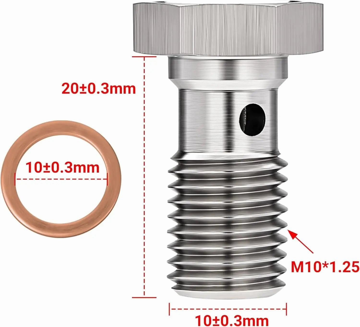EVIL ENERGY Metric Stainless Steel Single Banjo Bolt Brake Fitting Adapter with Copper Washers