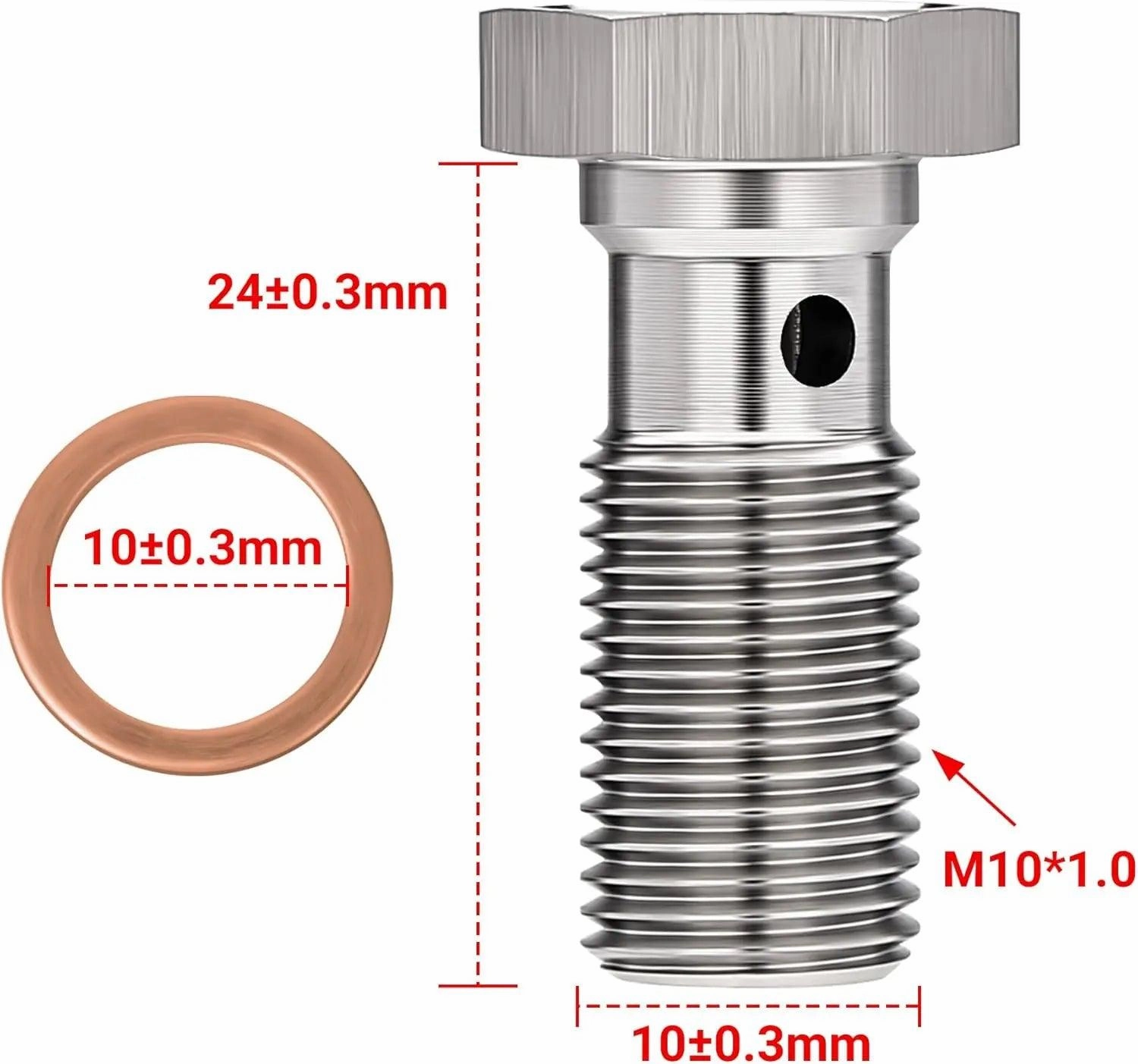 EVIL ENERGY Metric Stainless Steel Single Banjo Bolt Brake Fitting Adapter with Copper Washers