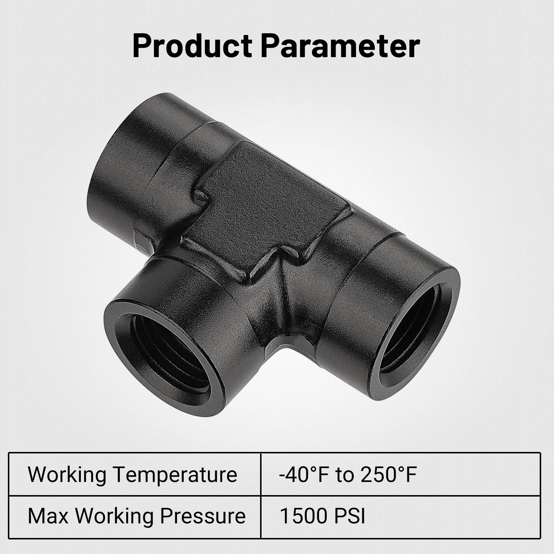 EVIL ENERGY NPT Female Tee Fitting Adapter T Union Aluminum Black