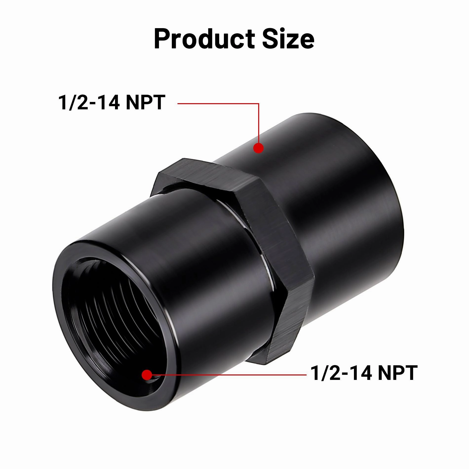 EVIL ENERGY NPT Female to NPT Female Fitting Adapter Straight Aluminum Black