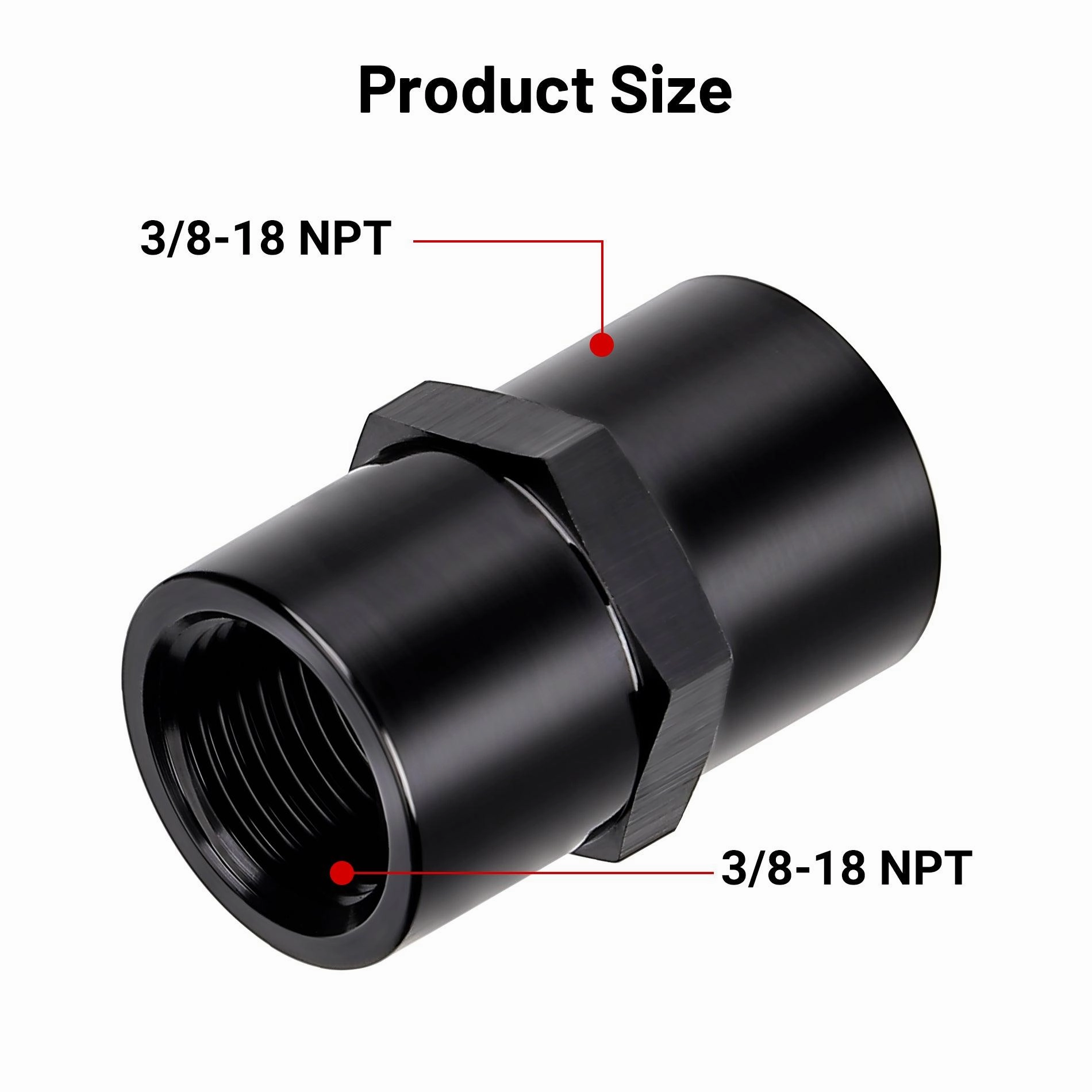 EVIL ENERGY NPT Female to NPT Female Fitting Adapter Straight Aluminum Black
