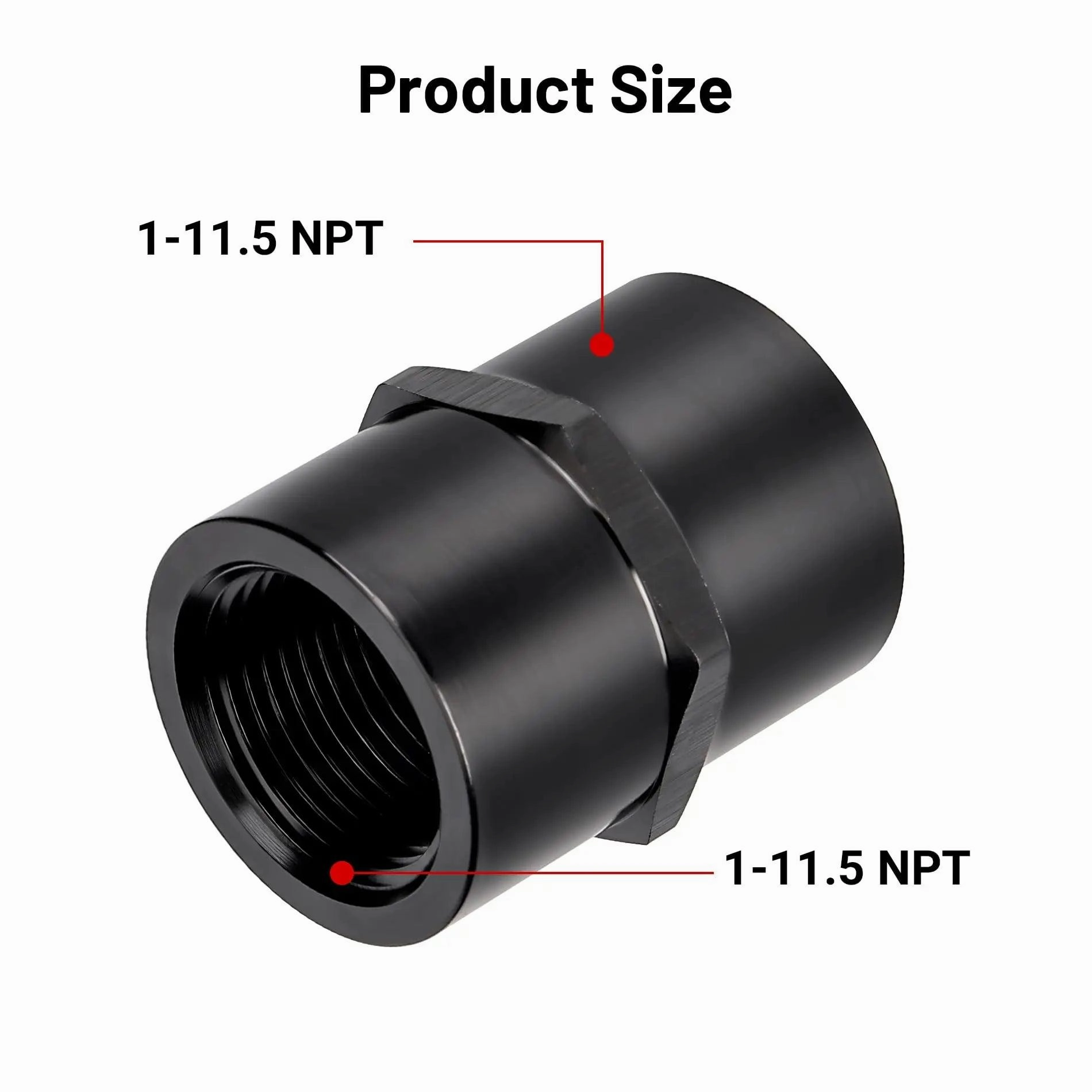 EVIL ENERGY NPT Female to NPT Female Fitting Adapter Straight Aluminum Black