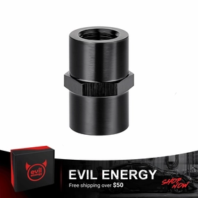 EVIL ENERGY NPT Female to NPT Female Fitting Adapter Straight Aluminum Black