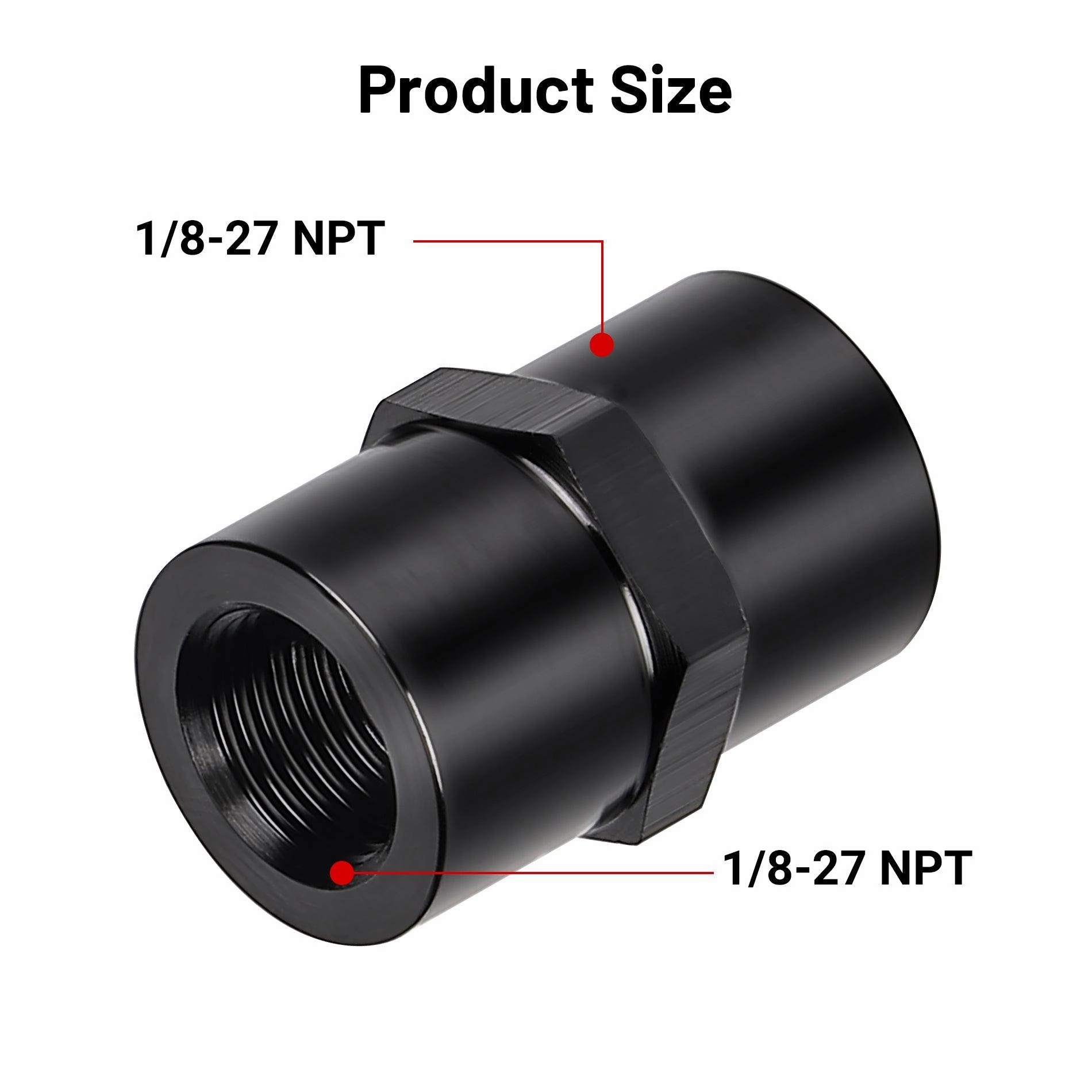 EVIL ENERGY NPT Female to NPT Female Fitting Adapter Straight Aluminum Black