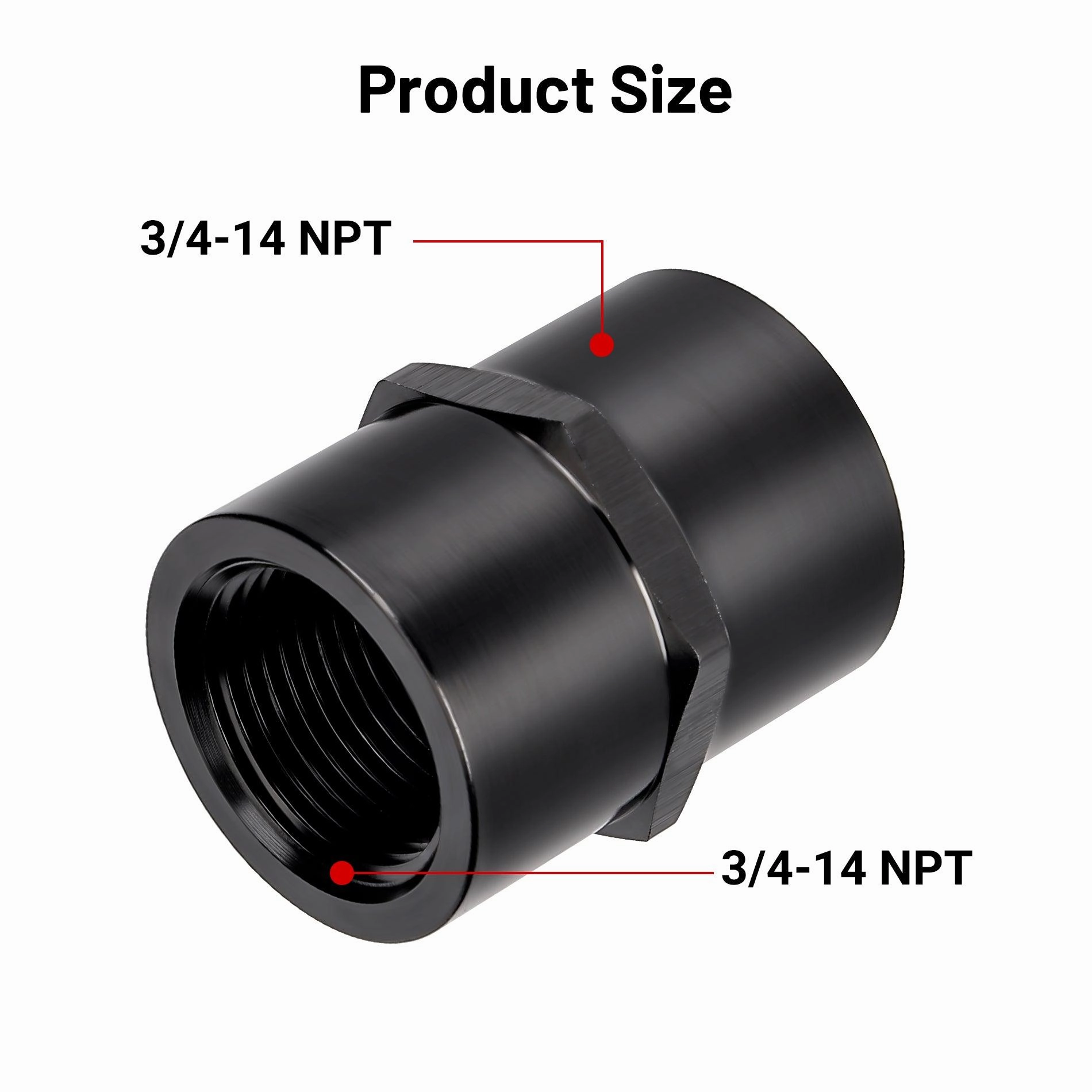 EVIL ENERGY NPT Female to NPT Female Fitting Adapter Straight Aluminum Black