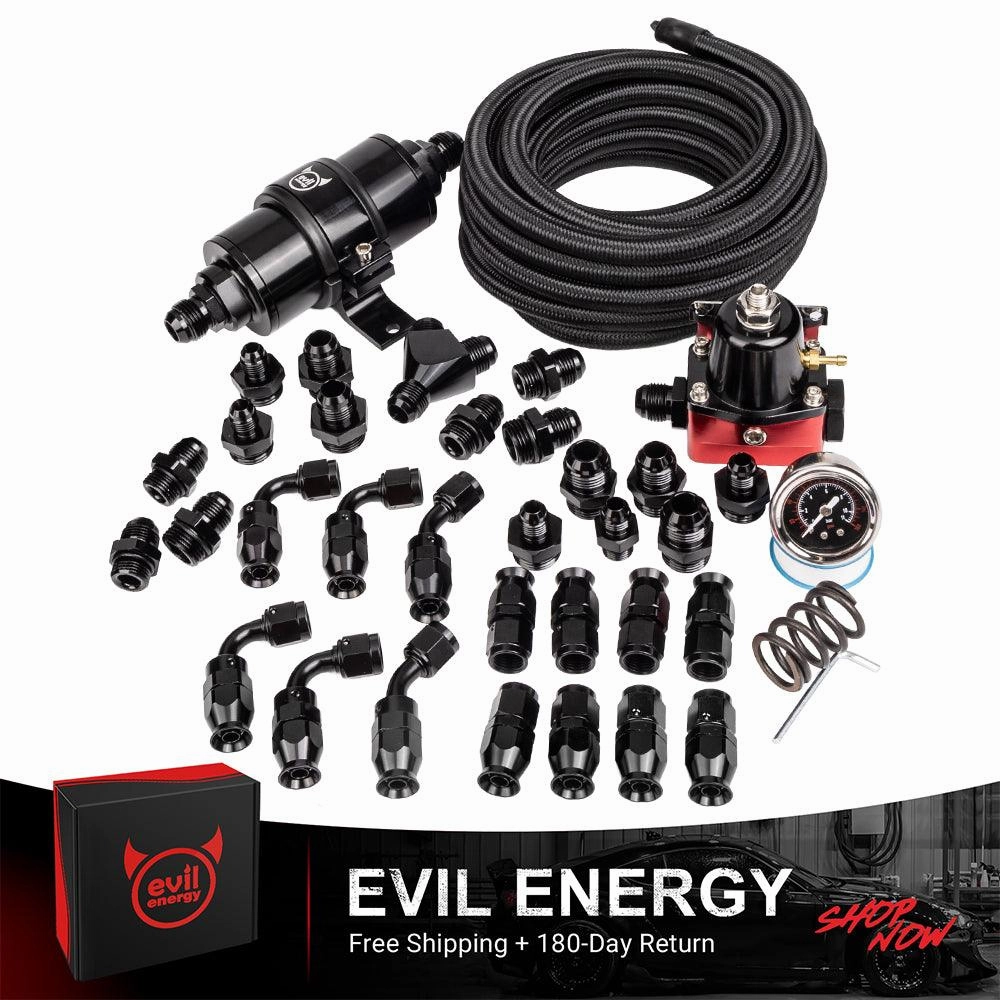 EVIL ENERGY PTFE LS Swap Fuel Kit | Fuel Filter 10 Micron With Fuel Pressure Regulator 20-140PSI | 6AN 20FT Fuel Line