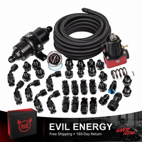 EVIL ENERGY PTFE LS Swap Fuel Kit | Fuel Filter 10 Micron With Fuel Pressure Regulator 20-140PSI | 6AN 20FT Fuel Line