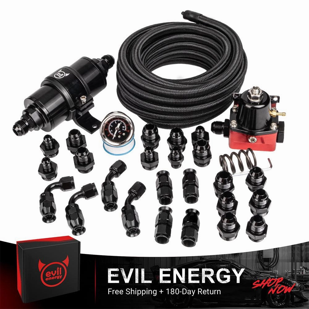 EVIL ENERGY PTFE LS Swap Fuel Kit | Fuel Filter 10 Micron With Fuel Pressure Regulator 20-140PSI | 6AN 20FT Fuel Line