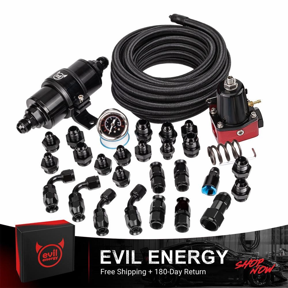 EVIL ENERGY PTFE LS Swap Fuel Kit | Fuel Filter 10 Micron With Fuel Pressure Regulator 20-140PSI | 6AN 20FT Fuel Line