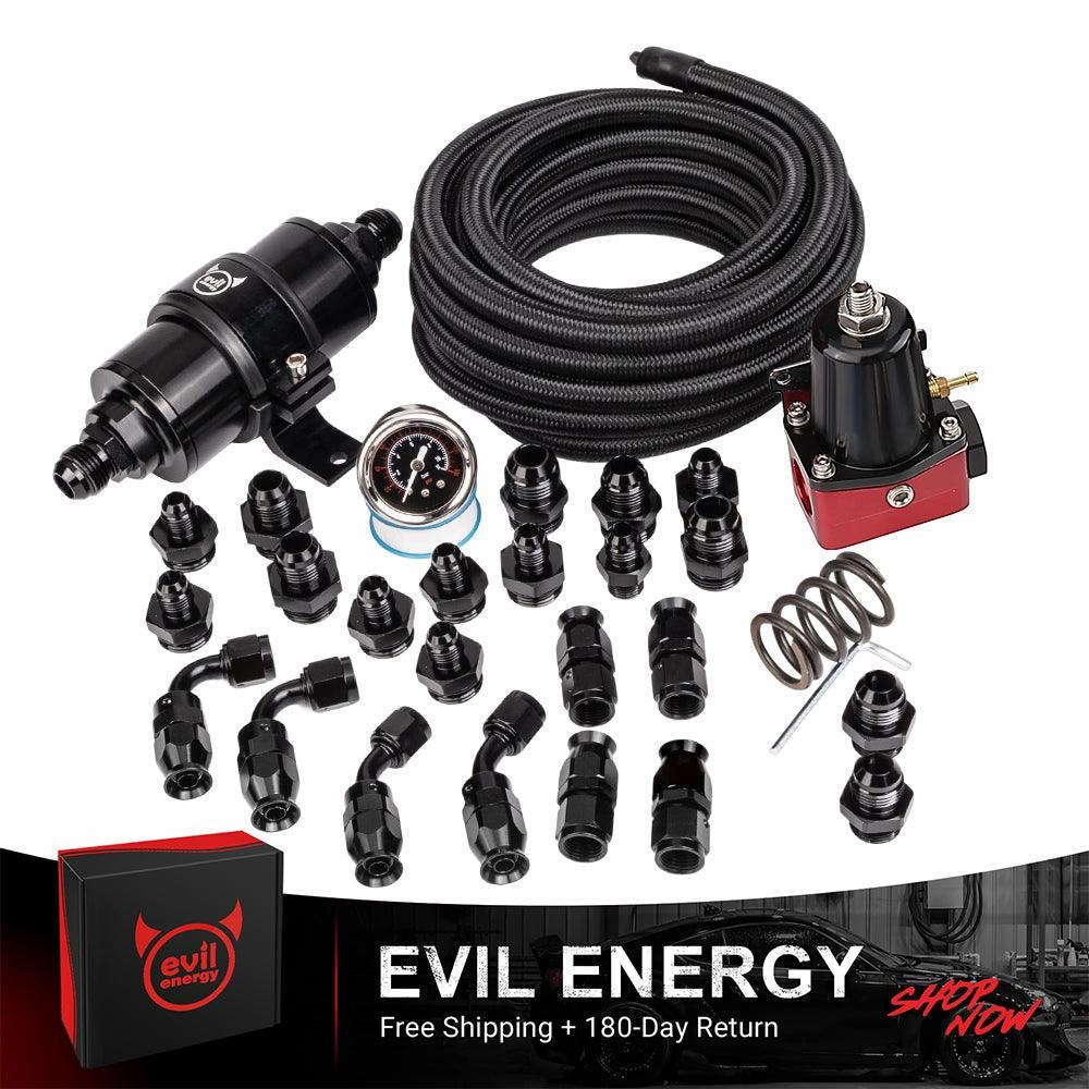 EVIL ENERGY PTFE LS Swap Fuel Kit | Fuel Filter 10 Micron With Fuel Pressure Regulator 20-140PSI | 6AN 20FT Fuel Line