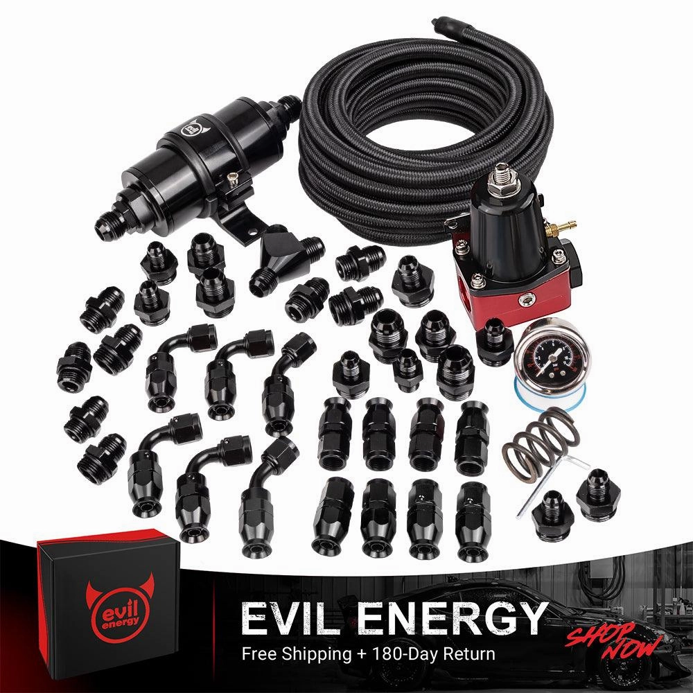EVIL ENERGY PTFE LS Swap Fuel Kit | Fuel Filter 10 Micron With Fuel Pressure Regulator 20-140PSI | 6AN 20FT Fuel Line