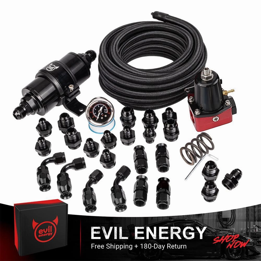 EVIL ENERGY PTFE LS Swap Fuel Kit | Fuel Filter 10 Micron With Fuel Pressure Regulator 20-140PSI | 6AN 20FT Fuel Line