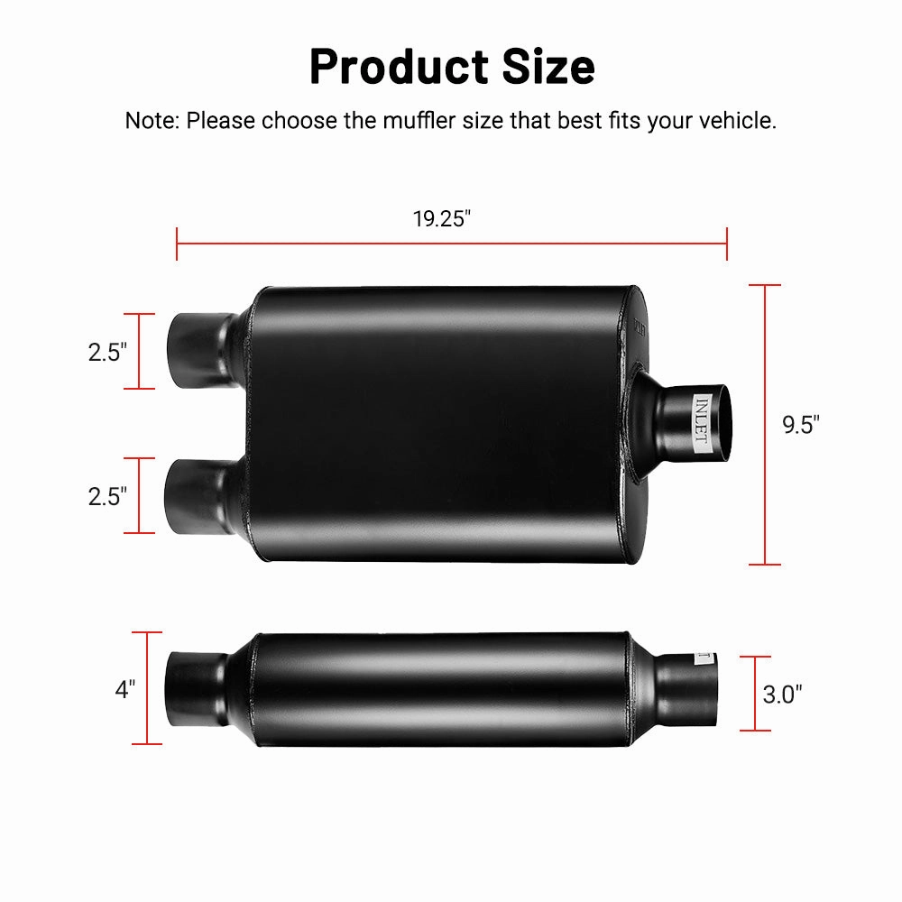 EVIL ENERGY  Super 44 Series Center In Dual Out Exhaust Muffler 2.5/3.0 In 2.25/2.5 Out