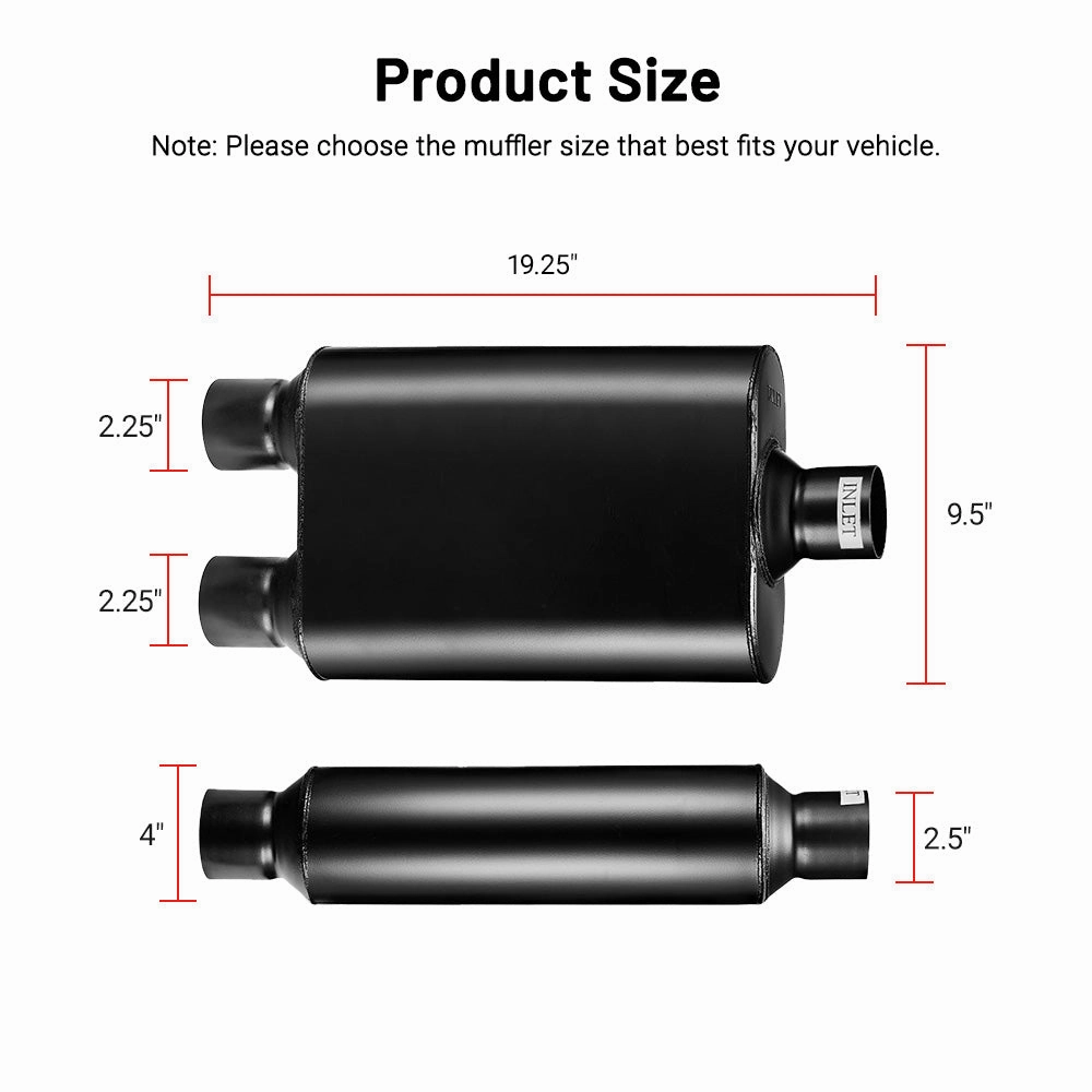 EVIL ENERGY  Super 44 Series Center In Dual Out Exhaust Muffler 2.5/3.0 In 2.25/2.5 Out