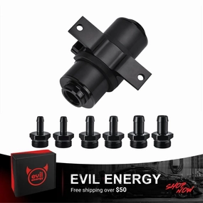 Evil Energy Universal Inline Fuel Filter - 10/30/40/100 Micron Stainless Steel Element w/1/2", 3/8", 5/16" Barb Adapters (Gas/Diesel/E85 Compatible) - Aluminum Black