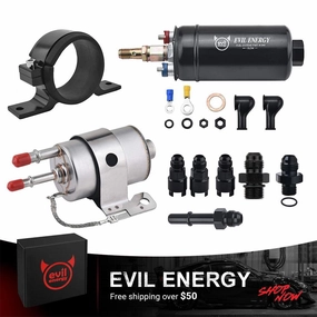EVIL ENERGY Universal LS Swap Fuel Kit - 58psi Regulator, 300LPH Pump & AN Fuel Lines Compatible with E85/Gas/Diesel