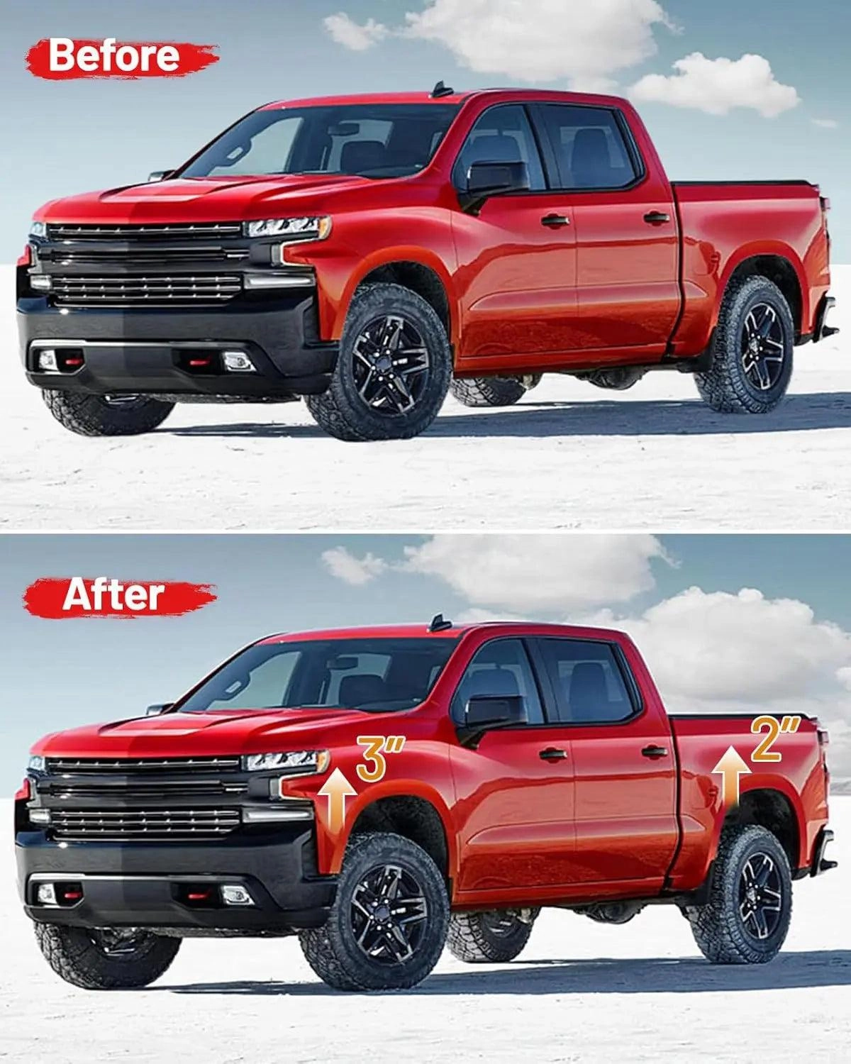 EVIL ENERGY Wheel Spacers 3 Inch Front and 2 Inch Rear for 2006-2023 Ram 1500 & 2005-2011 Dakota Suspension Forged Strut Spacers