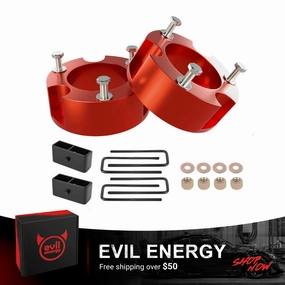 EVIL ENERGY Wheel Spacers 3 Inch Front and 2 Inch Rear for Toyota 2005-2023 Tacoma 2WD/4WD (6 Lugs Only), 2003-2023 4Runner, and 2007-2015 FJ Cruiser – Forged Strut Spacers
