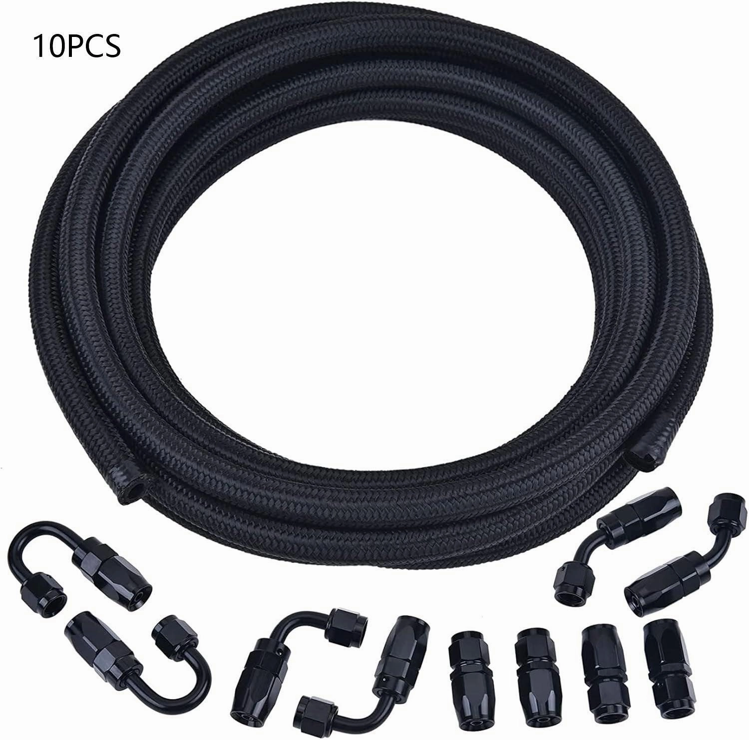 Fuel Line and Fittings Kit Braided Nylon Fuel Hose CPE Black&Red 4/6/8/10/12AN| 10-20FT |  EVIL ENERGY
